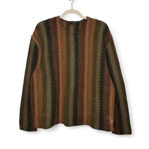 Vintage Italy Lenor Romano Wool Blend Nature Earth Tones Hues Large Sweater